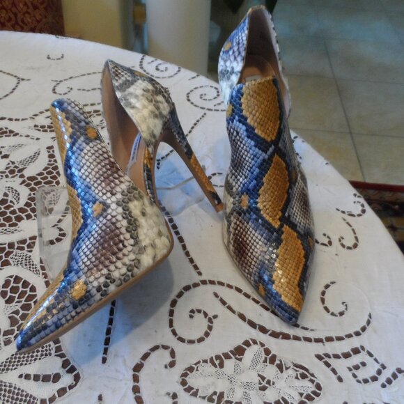 New Steve Madden Dolly Multi Python Print D'orsay Heels Size 9 - Picture 1 of 16